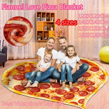 

Comfort Double-sided flannel Pizza Wrap Blanket Oversized Perfectly Love Hamburger Towels Valentine's Day present mantas de cama