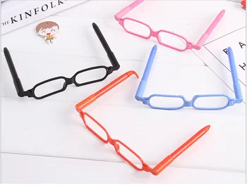 

Wholesale Ballpoint Pen 100pcs/Lot 0.5mm Glasses Ball Pen Cartoon Gift Student Office Stationery Writing Supplies BP113