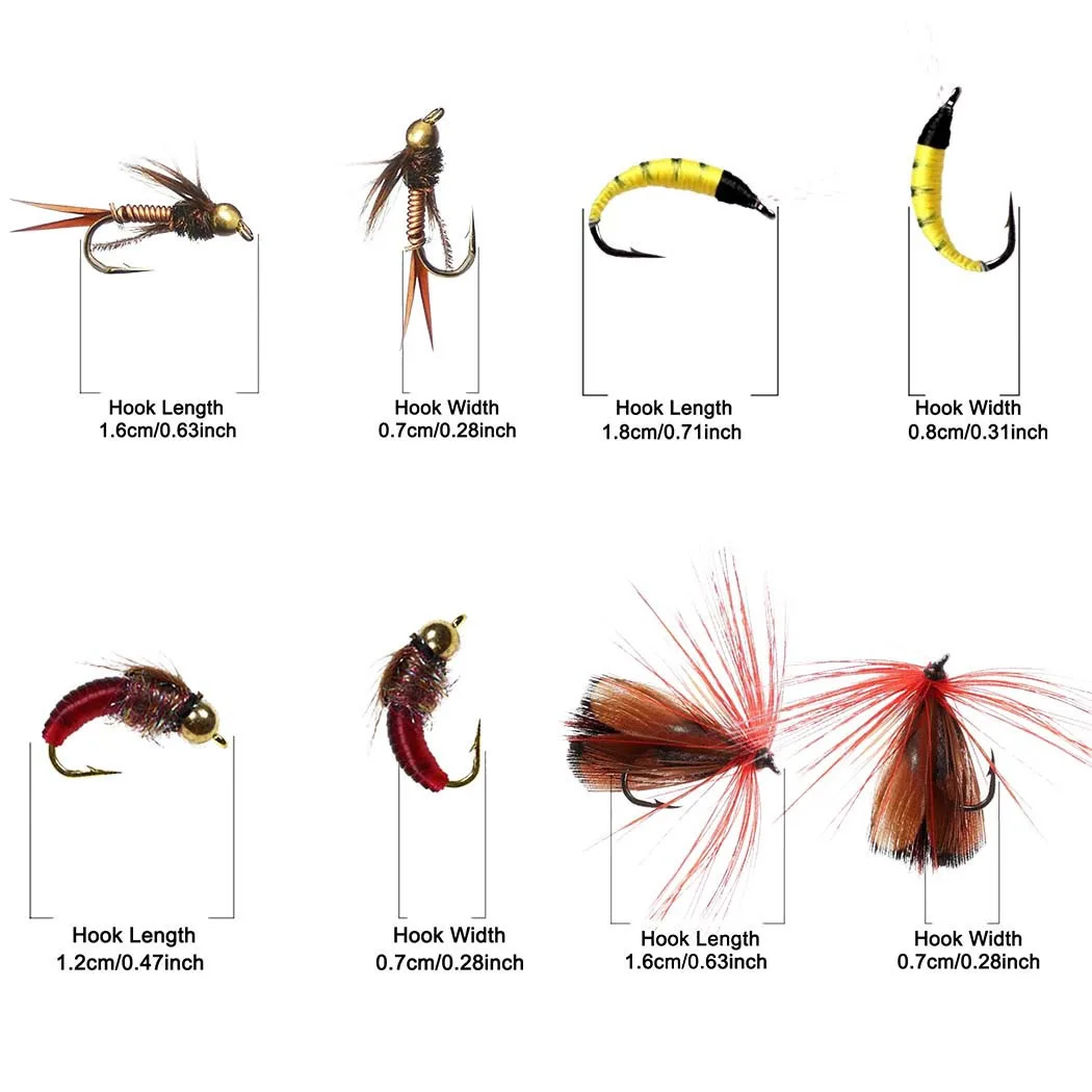 32-84Pieces Dry Wet Flies Nymph Box Set Fly Fishing Flies Trout