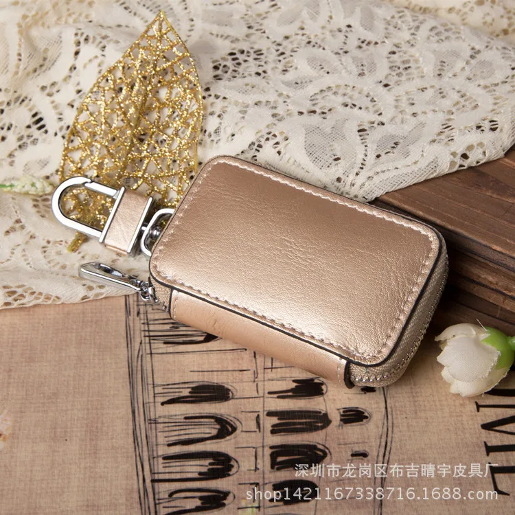 Cross Border Supply of Goods Genuine Leather Car Key Bag Universal Vehicle Models Key Bag Transparent Button Zipper Key Leather