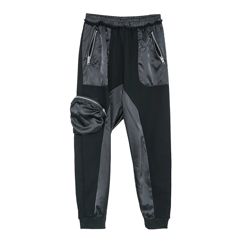 Женские брюки-шаровары LANMREM черные брюки-карго в стиле пэчворк весна 2020 | Женская