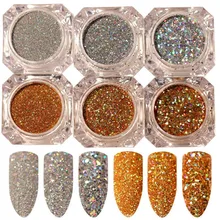 Nails Art Dip порошок для ногтей Блеск для ногтей голографический лак для маникюра сухой хромированный пигмент погружающийся порошок XW305