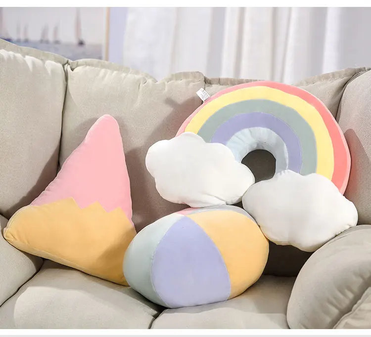 INS Hot Rainbow Cloud Star Moon Shell Plush Cushion Sleeping Pillow Home Decor Cushions Baby Shower Gifts 3