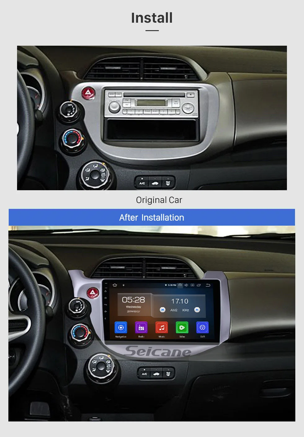 Seicane 1Din Bluetooth Автомагнитола 10,1 дюймов HD сенсорный экран аудио стерео видео MP4 мультимедийный плеер для Honda FIT 2007 2008-2013