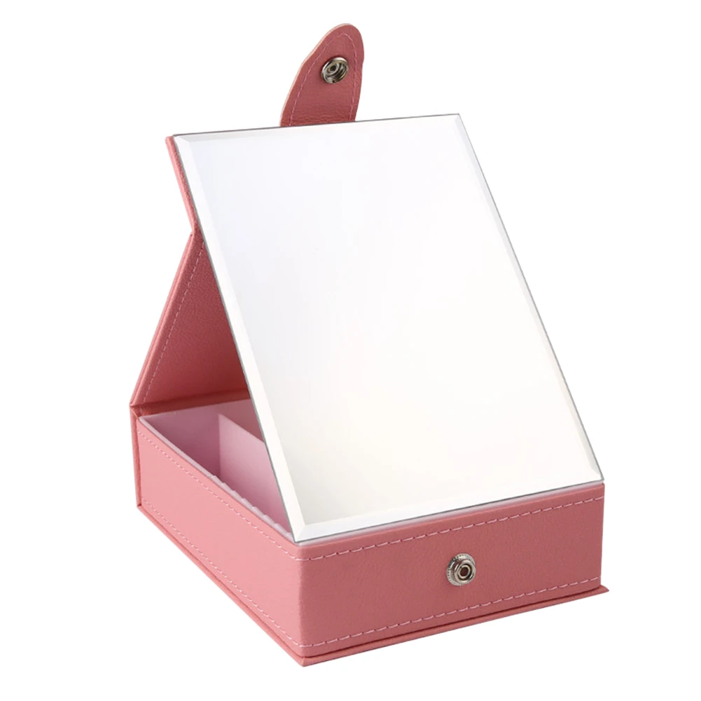  Portable Folding Mirror with Storage Box Cosmetic Holder Organizer Desktop Make Up Mirror Large Squ
