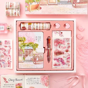 

26pcs/set Kawaii Notebook Hand Book Gift Box Simple Lovely Diary with Sticker and Paper Tape Notebook Student Supplies Gift