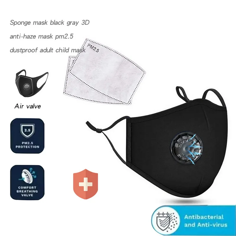 

10pcs Anti-fog Mask Anti-Dust Washable Anti Haze Half Face Mask Activated With Filters Respirator Mouth-muffle For Travel