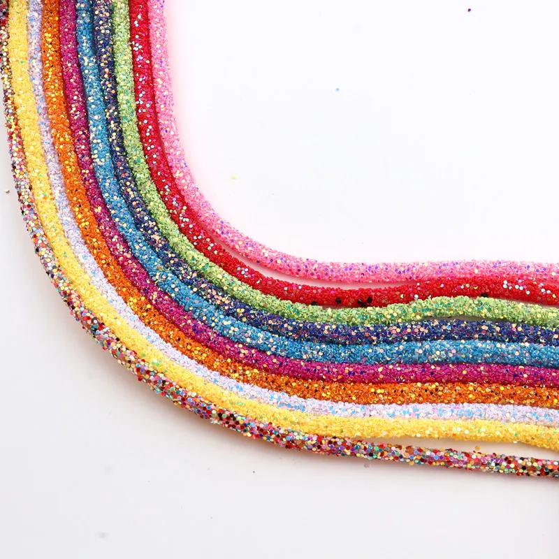 6mm Glitter Sequin Rope Soft Tube Cord Rope String Crystals Craft Rhinestones Resin Tube Sequin Pipe Cord Jewelry Accessory