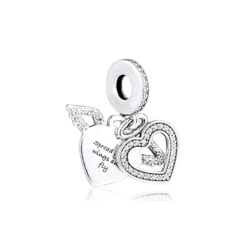 

Heart & Angel Wings Dangle Clear CZ 2019 Winter Collection 925 Sterling Silver Charms for Bracelets & Bangles DIY Jewelry Making