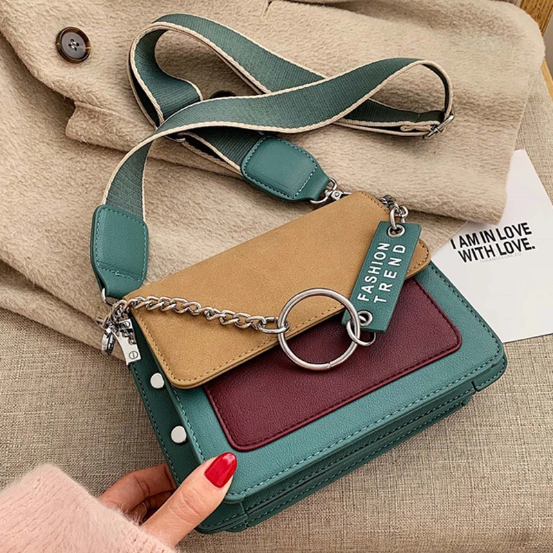 

MONNET CAUTHY New Fashion Bags Women Vintage Style Classic Chic Messenger Bag Patchwork Color Green Black Wine Red Female Flap