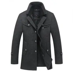 Новинка, зимнее шерстяное пальто, приталенные куртки для мужчин, Повседневная теплая верхняя одежда, куртка и пальто для мужчин, бушлат