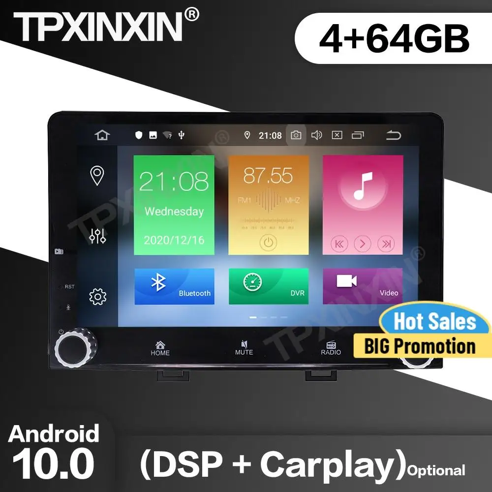 

4+64G DSP Car Radio 2 Din Stereo Receiver Android 10.0 For KIA RIO 2017 2018 GPS Navigation Multimedia Player Recorder Head Unit