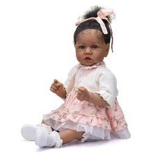 56CM odrodzony maluch Saskia ciemnobrązowy kolor skóry afroamerykanin milutka dziewczynka lalka ręcznie ukorzenione włosy tanie i dobre opinie 13-24m 25-36m 4-6y 7-12y 12 + y 18 + CN (pochodzenie) Lalki EDYCJA LIMITOWANA Winylu doll Produkty na stanie Unisex