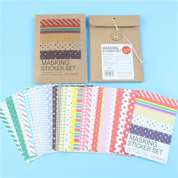 

27 PCS Scrapbooking Masking Tape Craft Stickers Pack Decorative Labelling Art Adhesives Memo Pad Stationery Stickers Supplies
