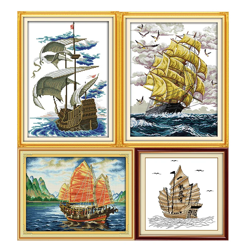 

Joy Sunday Sail Thousands Of Miles Cross Stitch Sets Embroidery Needlework Kits11CT14CT Cross Stitch Pattern DIY Needlework Sets