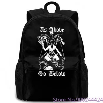 

As Above So Below Baphomet Black Magic Devil Youth Round Collar Customized Harajuku women men backpack laptop travel
