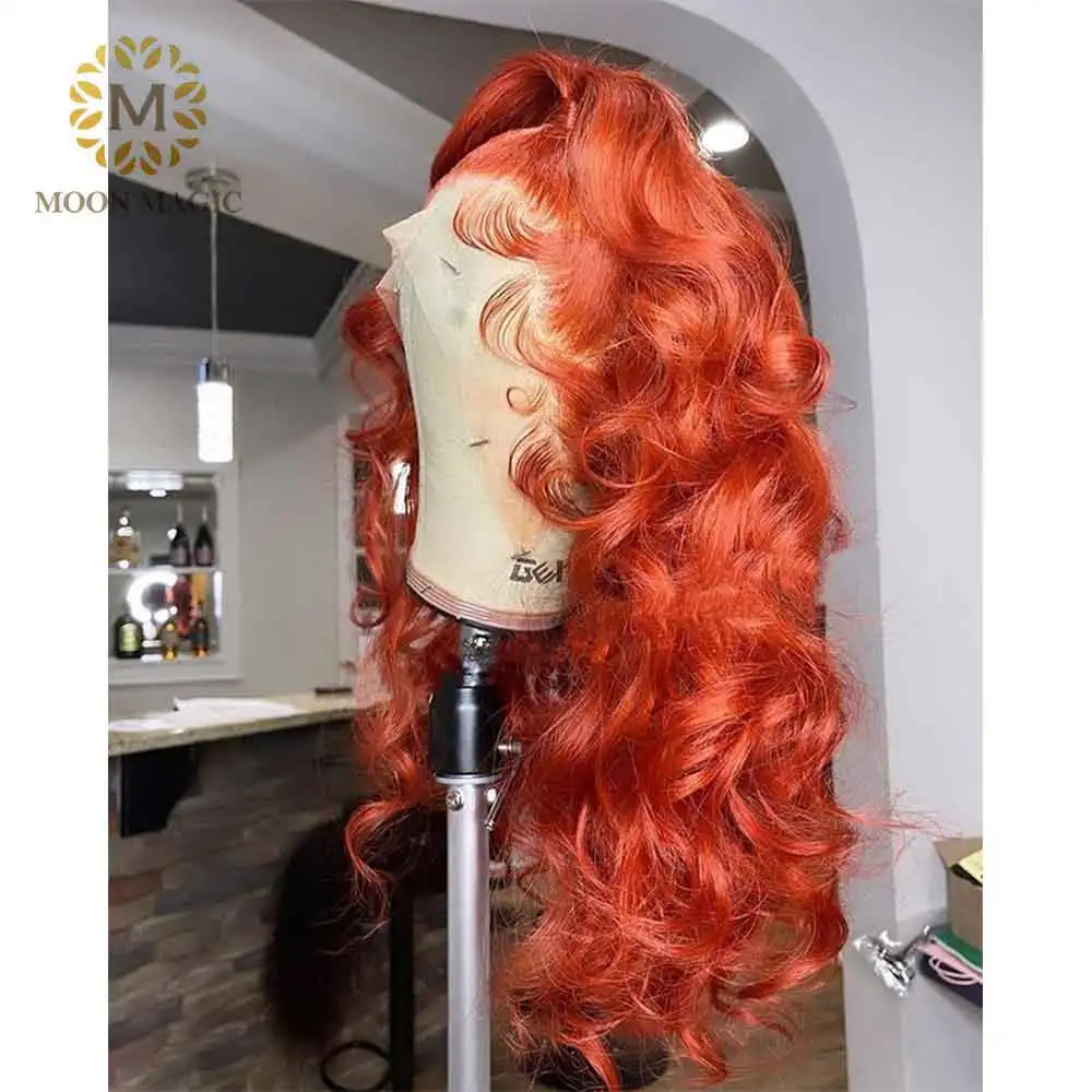 Burnt Orange Lace Front Wig Transparent Lace Frontal Wig Human Hair