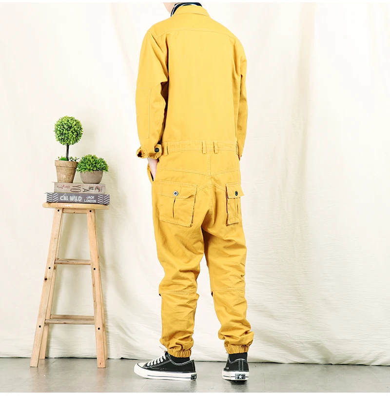 Sokotoo мужские желтые с длинным рукавом джоггеры комбинезоны карманы Карго комбинезоны Рабочие Комбинезоны