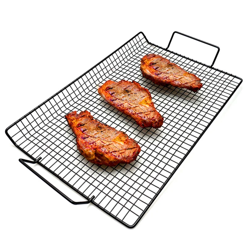 

Non-stick paint barbecue net outdoor barbecue grill two ears barbecue grill vegetable basket wire mesh grilling grills
