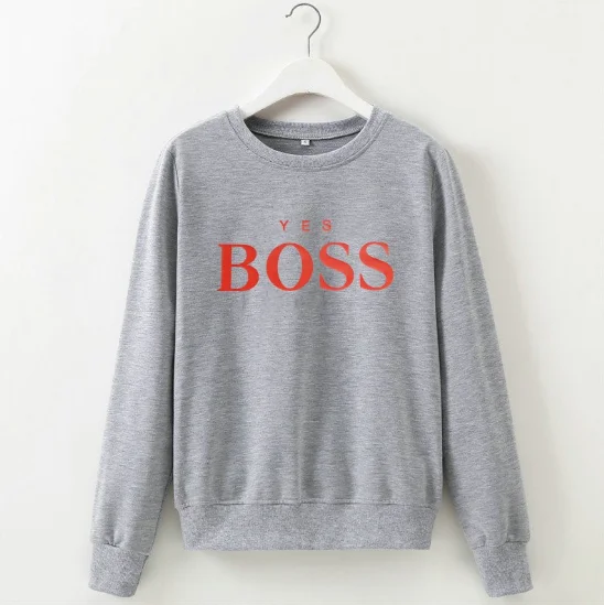 Однотонный цветной принт Boss, Женская толстовка с буквенным принтом и длинным рукавом, повседневные толстовки, Женский пуловер с круглым вырезом, топы, пальто, спортивная одежда - Цвет: sweatshirt 3