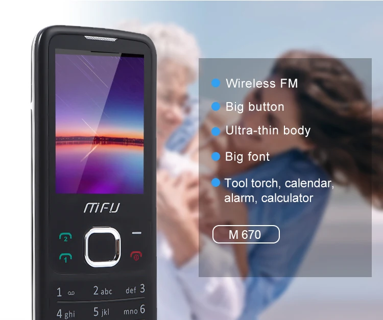 MFU M670 Bluetooth мобильный телефон 2," Мини sim-карта беспроводной FM 1000 мАч большой шрифт большая кнопка фонарик Внешний аккумулятор сотовый телефон