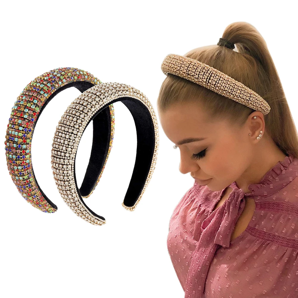 

New Luxury Women Headband Color Rhinestone Baroque Fashion Hair Hoop Diamond Hairbands Headdress Hair Accessories