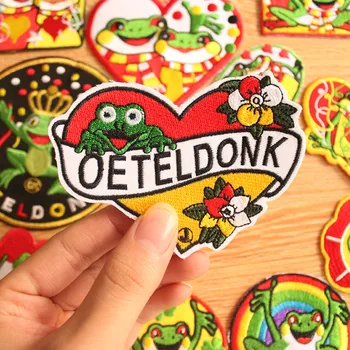 

Oeteldonk Patches Frog Carnival for Netherland Iron on Patches for Clothing Emblem Full Embroidered Patches On Clothes DIY Cloth
