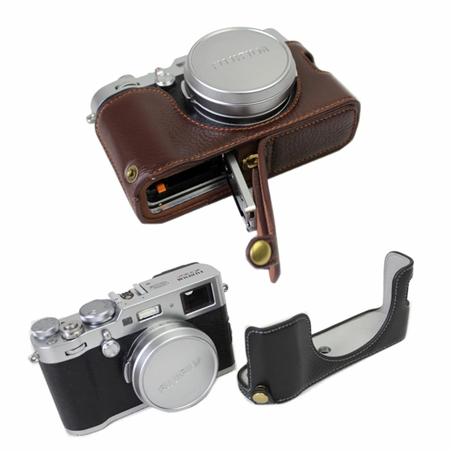 Чехол из натуральной кожи сумка для камеры Нижняя крышка Fuji X100F Половина корпуса