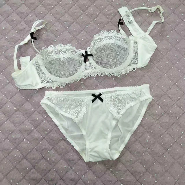 Cup Sexy Women Bra Set Ultra Thin Lace Embroidery