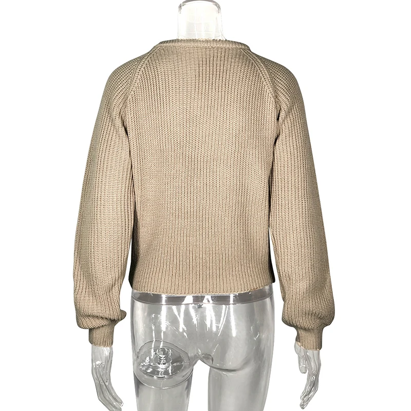 Simenual Casual Fashion Knitted Sweater Women Autumn Winter Pullovers Jumpers Solid Basic Long Sleeve Slim Khaki Sweaters