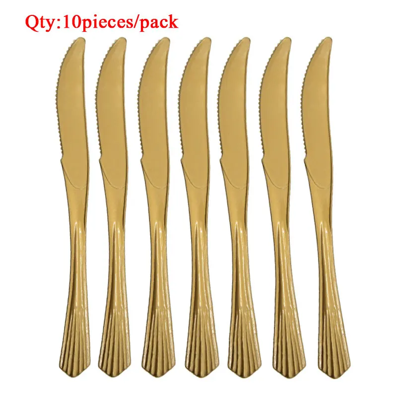 Knife-10pieces Вечерние одноразовые столовые приборы розового/золотого цвета 30, 40, 50, 60 с днем рождения, аксессуары для взрослых на день рождения 30, 30 лет, вечерние принадлежности - Цвет: Knife-10pieces