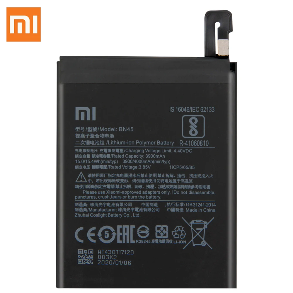 Оригинальная запасная батарея для Xiaomi Mi note2 Redmi Note 5 Redrice Note5 BN45 натуральная