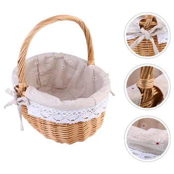 

1pc Storage Basket Rattan Basket Portable Pastoral Decorative Willow Basket for Banquet Wedding Picnic