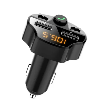 

Handsfree Cars Kit Bluetooth 5.0 Wireless FM Transmitter Battery Voltage LCD Auto MP3 Player USB Charger