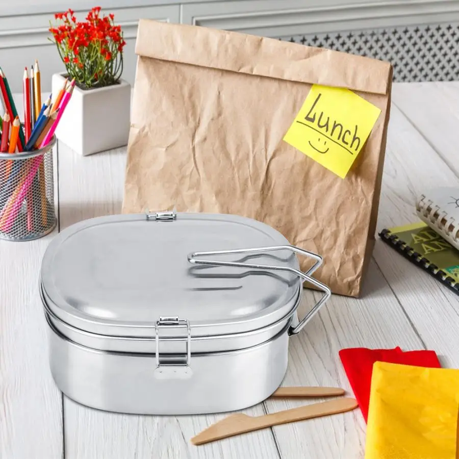 Ланч-бокс Bento box Ланч-бокс es контейнеры двухслойный Ланч-бокс из нержавеющей стали контейнер для еды Bento на открытом воздухе для путешествий и пикника