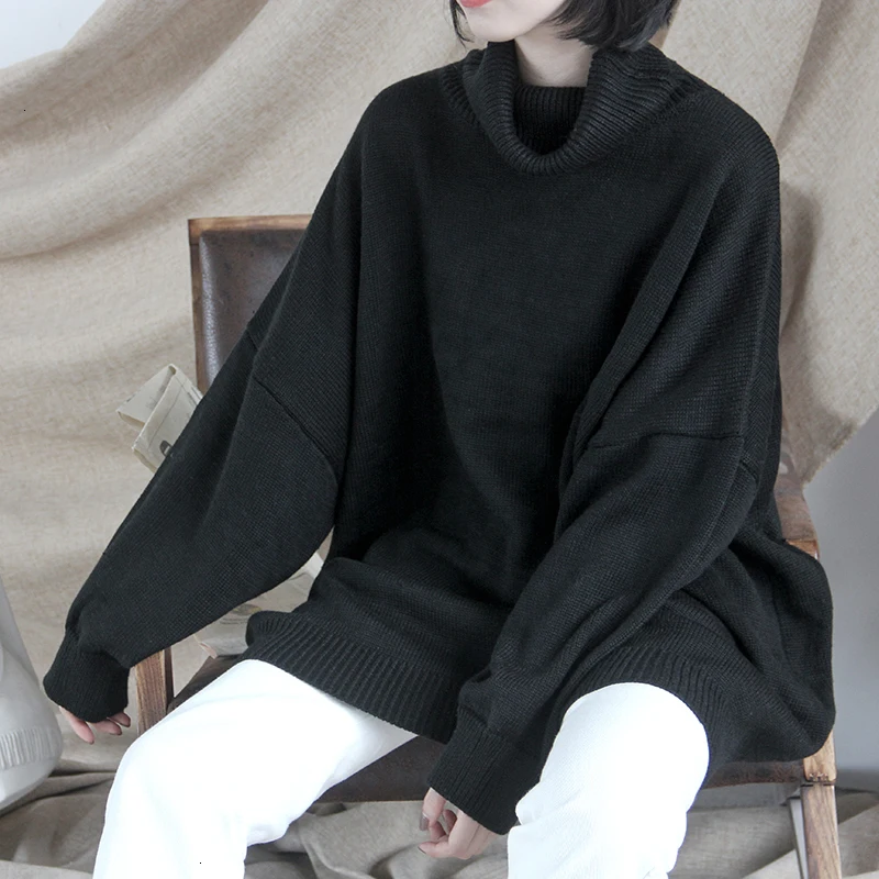 TVVOVVIN Women Sweater Turtleneck Loose Pullovers Sweater Women Black Gray Casual All Match Autumn Sweaters 2019New Fashion X343