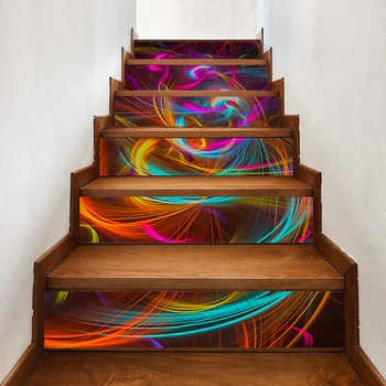 

Mural Paper Print Art 3D Renew Abstract Lines PVC Stairs Stickers Home Decor Picture Self Adhesive Waterproof Wallpaper Bedroom