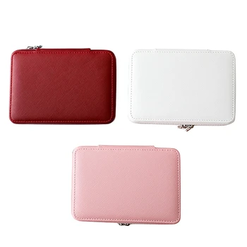 

Korean Style Jewelry Box Organizer Display Storage Leather Large Big Mirror Multi-Function Necklace Earring Ring Box for Jewelry