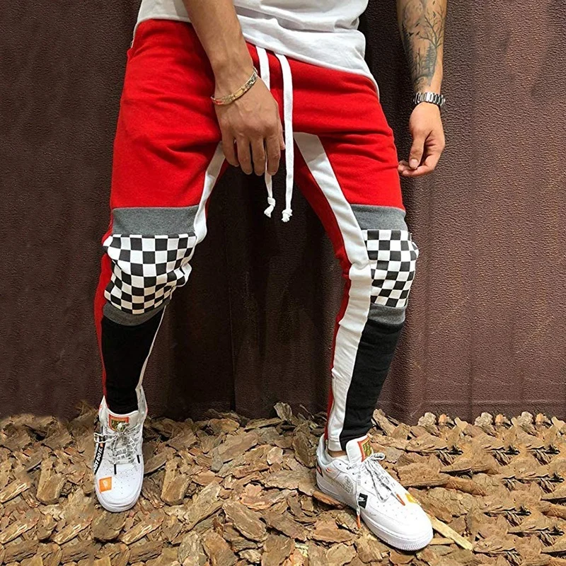 Новые модные брюки для бега мужские хип-хоп фитнес мужские брюки однотонные контрастные цветные брюки спортивные брюки XXXL
