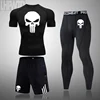 Men Compression MMA set Short T-shirt Tight Sleeve Clothes Men's Pants Fitness  Bodybuild ing Skull Rashguard SportSuit ► Photo 1/6