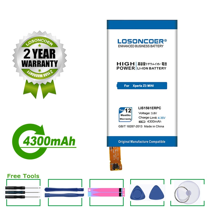 4300mAh LIS1561ERPC для SONY Xperia Z3 mini Compact Battery M55W D5833 SO-02G D5803 C4 E5303 E5333 E5363 | Мобильные телефоны и