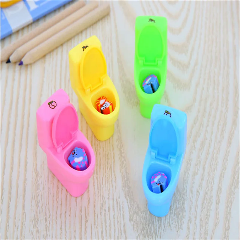 1pcs toilet-shaped pencil sharpener plastic pencil sharpener cute school supplies promotional gifts retail YOU SHONE