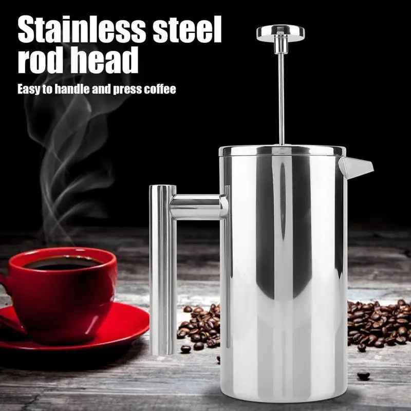 Koop 1000 800 350 Ml Dubbele Laag Isolatie Theepot Rvs Koffie Thee Maker Met Filter Franse Pers Warmte behoud Mok