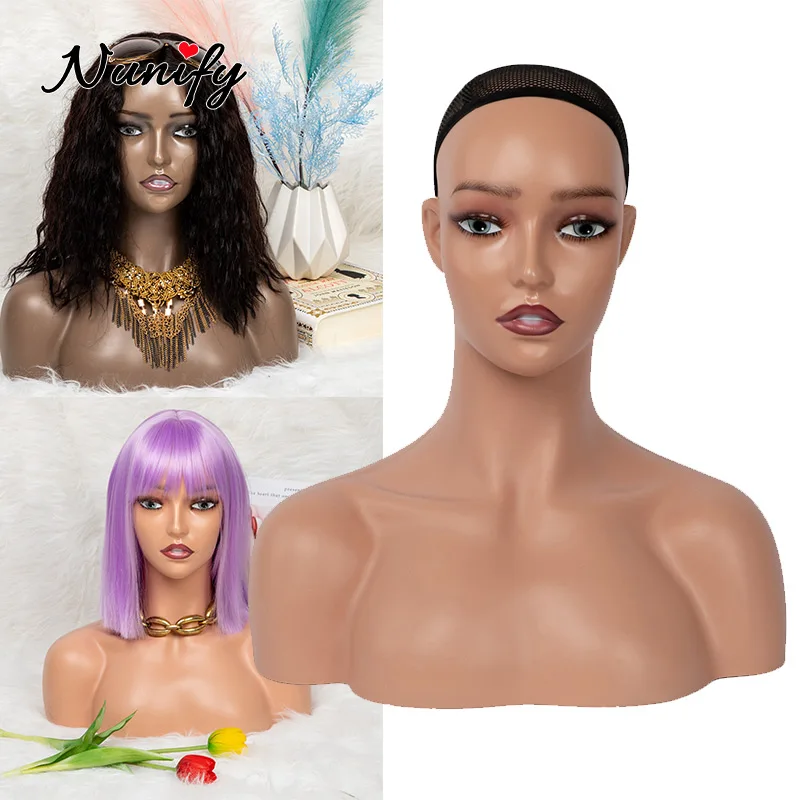 Nunify Smile Female Realistic Mannequin Head With Shoulders Half Body Modle For Wig Display Hat Necklace Earrings Model |