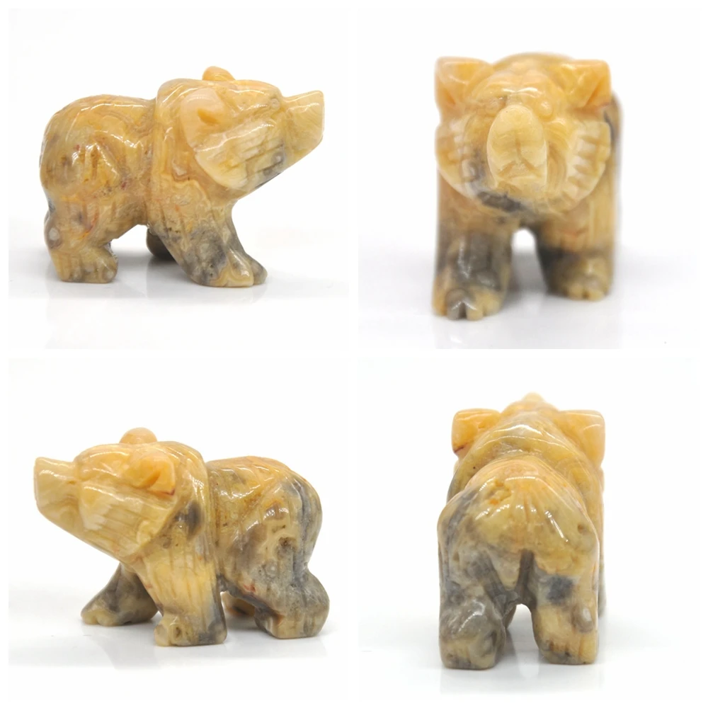 1.5" Cat Elephant Tortoise Rabbit Owl Frog Fish Bear Dog Horse Wolf Snake Statue Natural Healing Crystal Animal Stone Carving