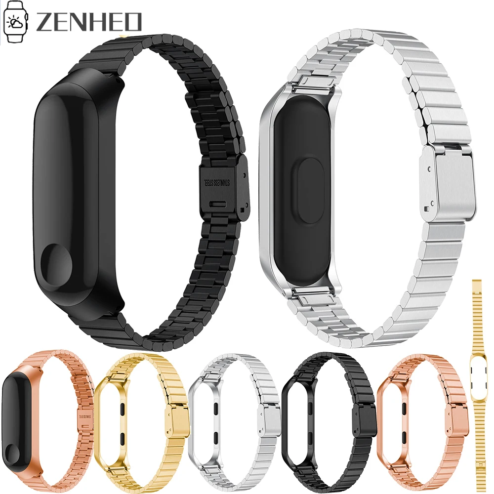 

Stainless Steel Wrist Strap for Xiaomi Mi Band 3 Metal Watchband with Case Smart Watch Band MiBand 3 Replacement Bracelet Strap