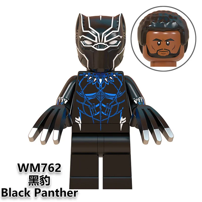 wm762 black panther Капитан Америка Травмированный Железный человек Тони Ховард Старк Картер Черная пантера Shuri Gamora Мститель строительные блоки Juguete игрушки WM6068 - Цвет: wm762 black panther