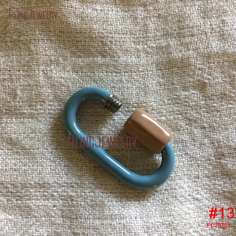FC28701 Эмалированный карабинный замок из нержавеющей стали, овальная застежка, винтовой замок, застежка, фурнитура, белый, розовый, красный, бирюзовый FC28707 - Цвет: FC28701