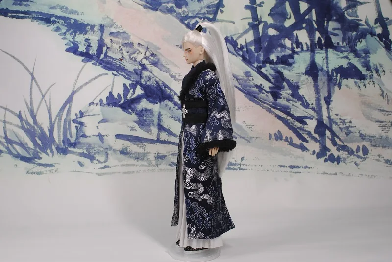 1/6 Scale BJD Doll Chinese Ancient Costume Hanfu Samurai Suit Long Hair Samurai Wig for30cm Male Body Limited Edition Collection