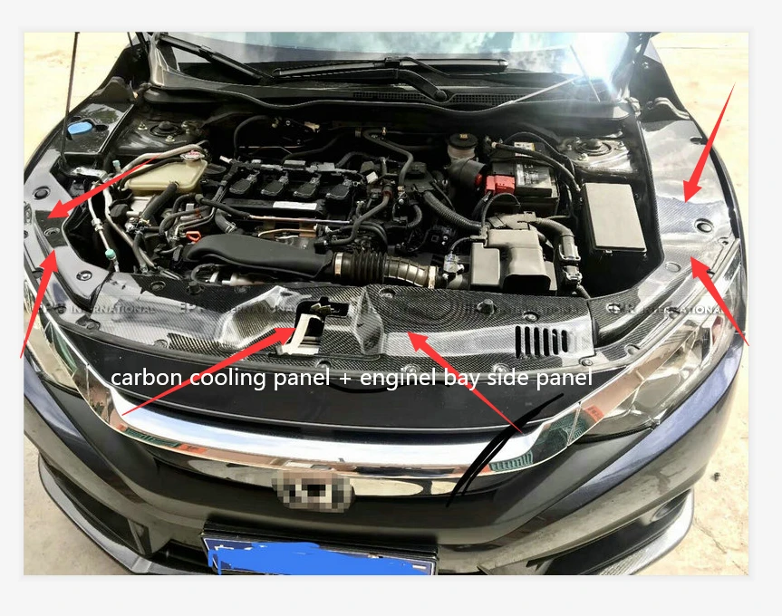For Honda Civic FK7 2017+ Carbon Fiber Cooling Slam Panel Radiator 